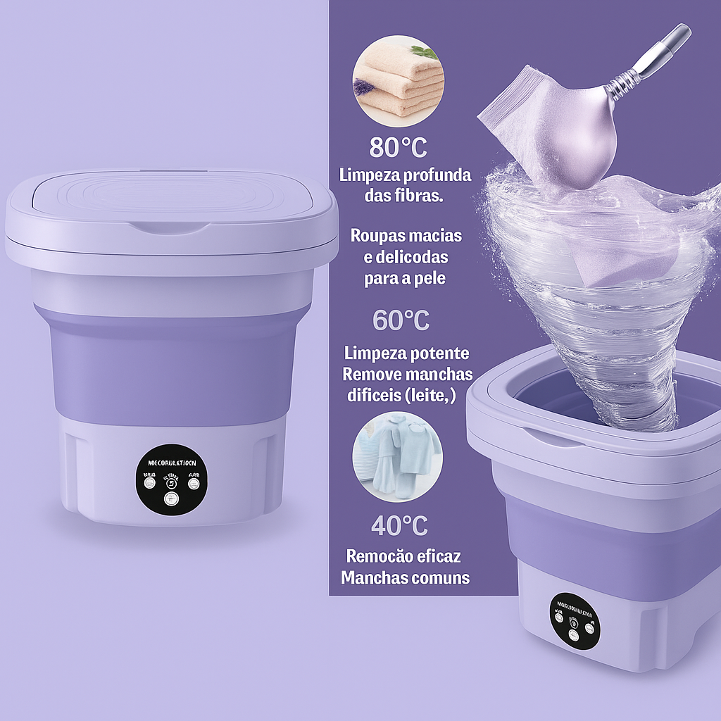 Mini máquina de lavar roupa 11L, dobrável portátil moderna de lavar automática roupa