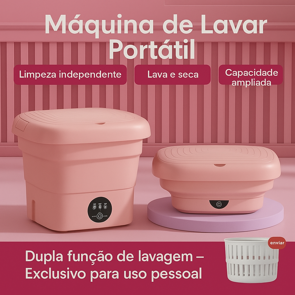 Mini máquina de lavar roupa 11L, dobrável portátil moderna de lavar automática roupa