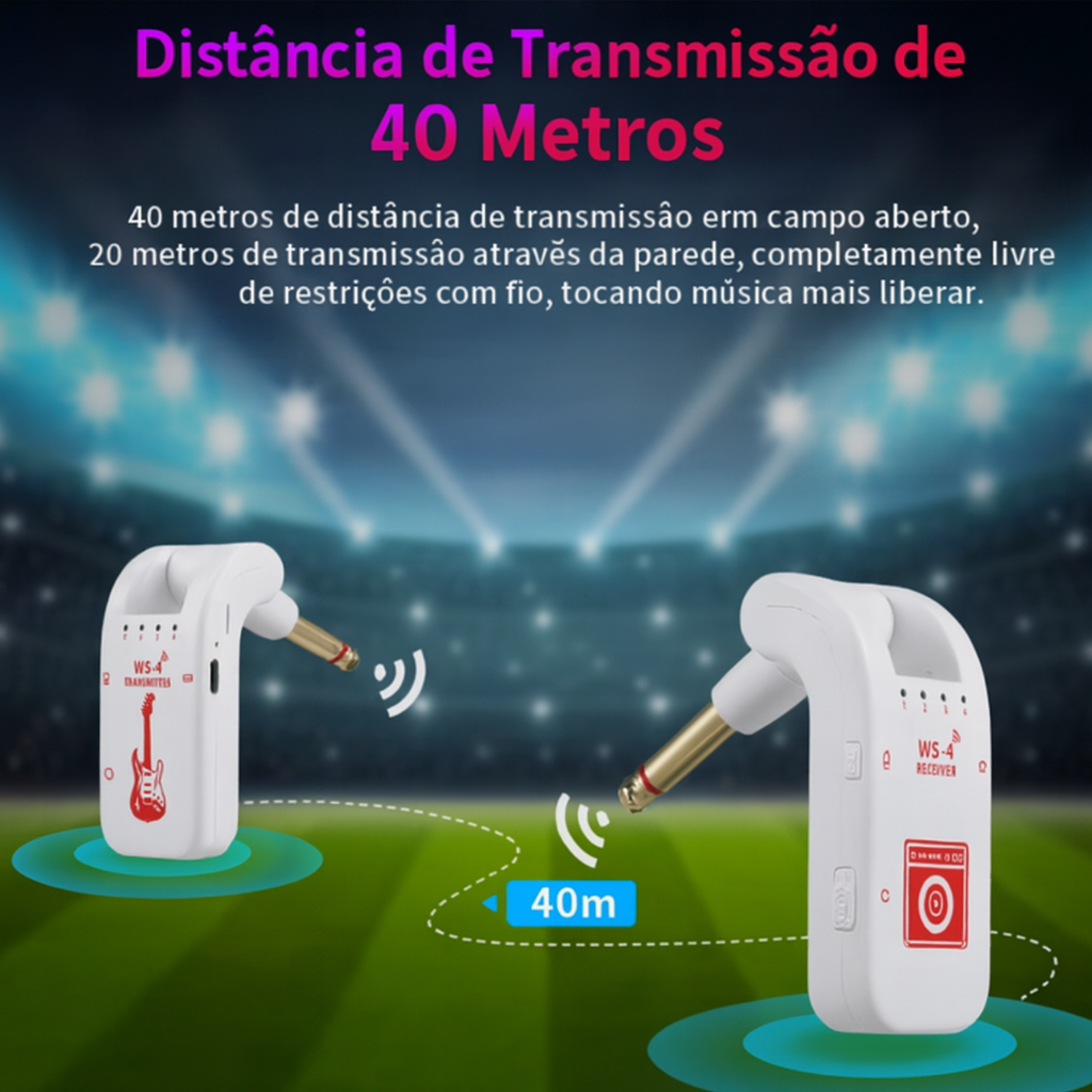 2.4g sistema de guitarra sem fio recarregável transmissor receptor plug play transmissão em tempo real para guitarra elétrica baixo Branco