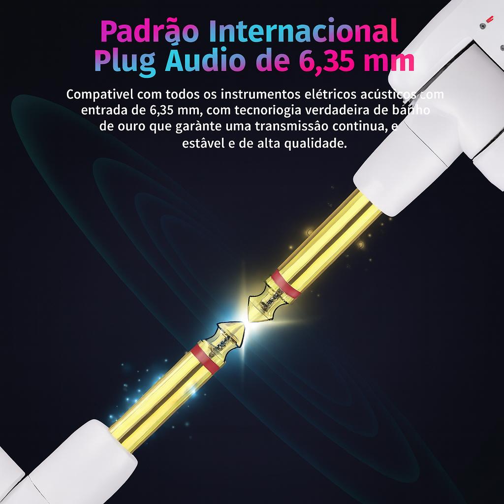 2.4g sistema de guitarra sem fio recarregável transmissor receptor plug play transmissão em tempo real para guitarra elétrica baixo Branco