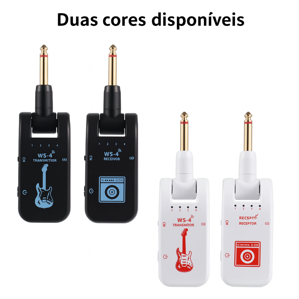 2.4g sistema de guitarra sem fio recarregável transmissor receptor plug play transmissão em tempo real para guitarra elétrica baixo Preto