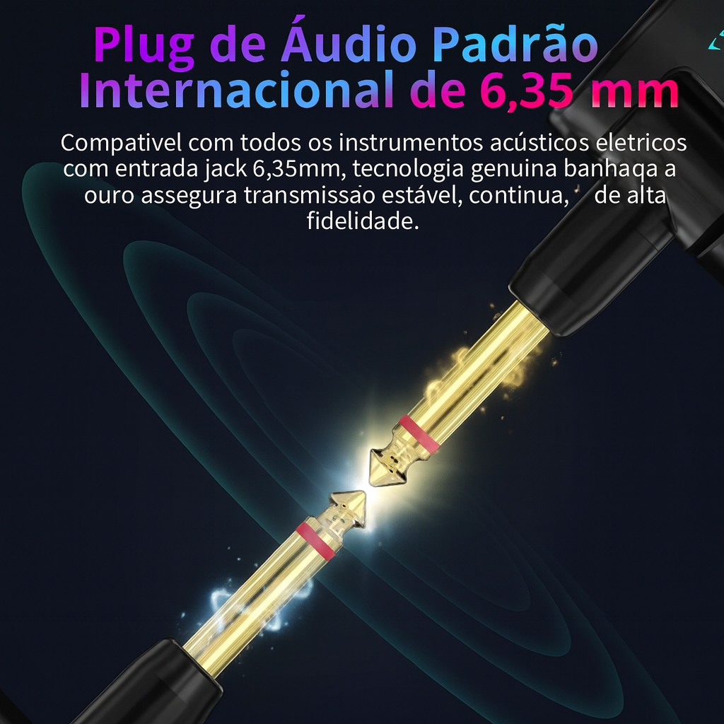 2.4g sistema de guitarra sem fio recarregável transmissor receptor plug play transmissão em tempo real para guitarra elétrica baixo Preto
