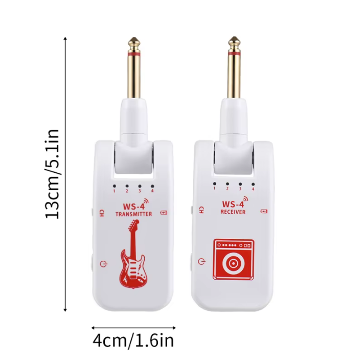 2.4g sistema de guitarra sem fio recarregável transmissor receptor plug play transmissão em tempo real para guitarra elétrica baixo Branco